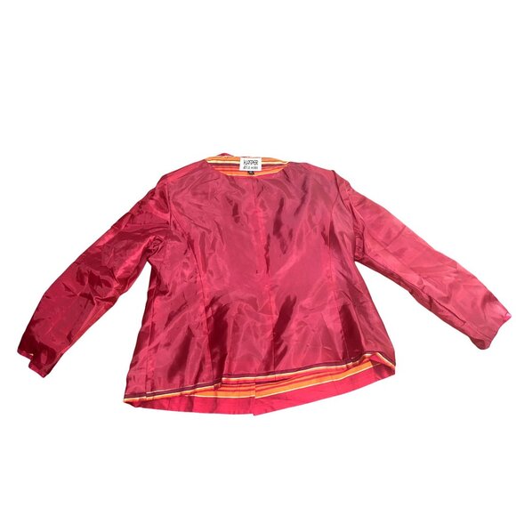 Kasper 16P Raspberry Silk Stripe Jacket Hamptons Chic Coastal Rich City Ready - Picture 10 of 16